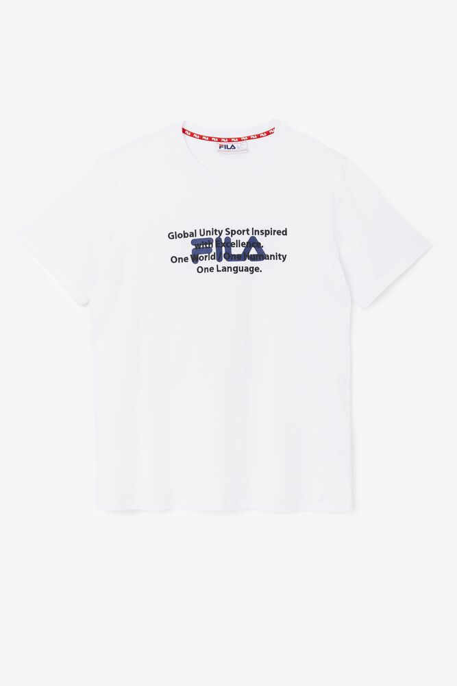 Fila T-Shirt Mens White Pepacton - Ireland 59043-DLUY